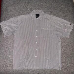 Vintage FUBU Striped Gray and White Shirt